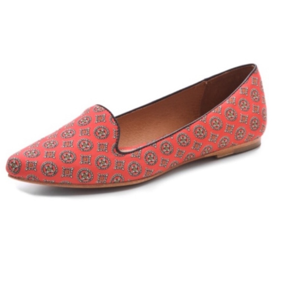 Joie Day Dreaming red silk and leather smoking slipper flats 6.5 / 37